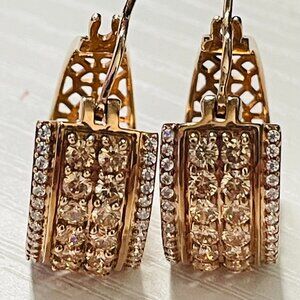 Sparkling Rose Gold Tone Wide Hoop Earrings with Crystal Pave Detailing